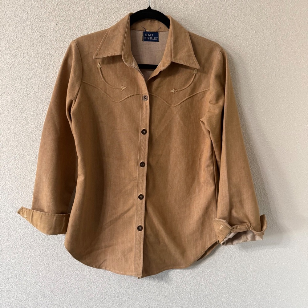 Koret City Blues Womens Vintage Tailored Rustic Western Button Up Retro Shirt